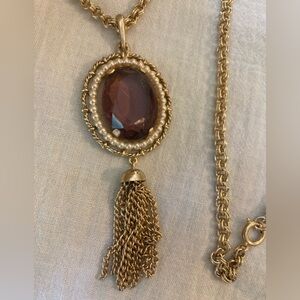 Purple‎ Pearls Vintage Tassel Pendant Necklace